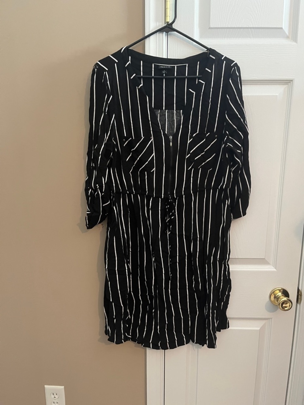 torrid Black and White Vertical Stripe Midi Dress